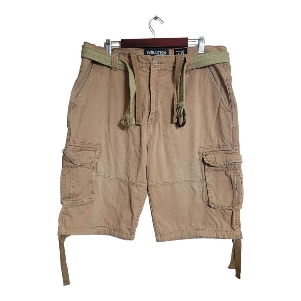 Evolution In Design Shorts Men Size 40 Tan Premium Twill cargo Belt Vacation
